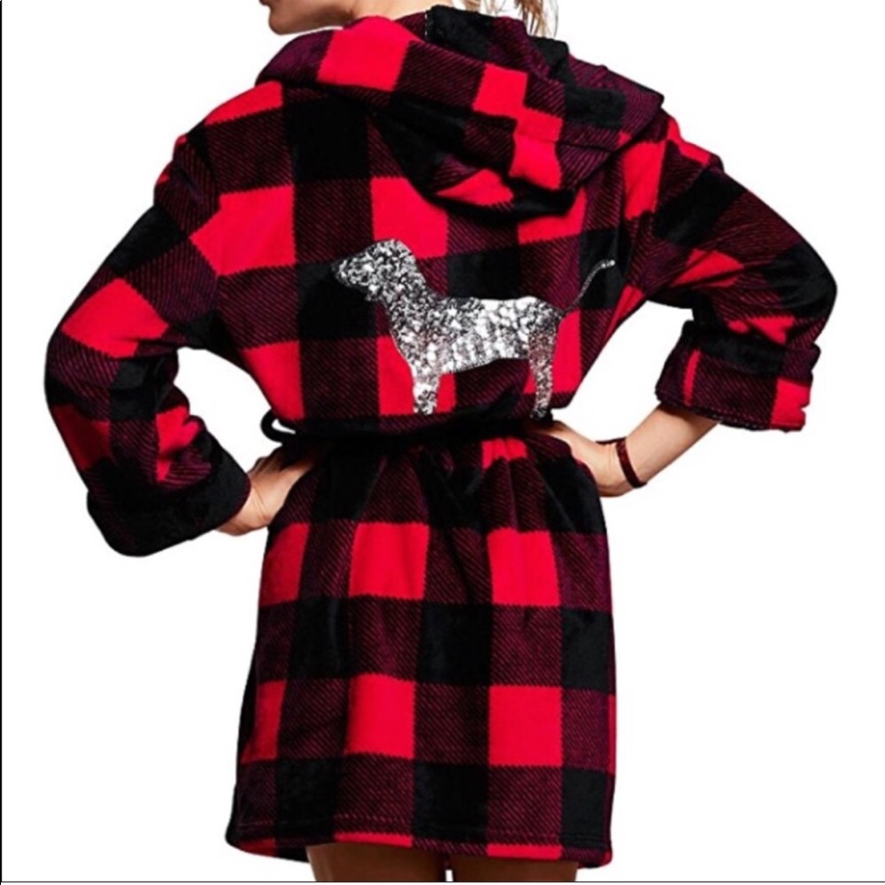 ✨🐕✨PINK Hooded Bling Robe in Plaid